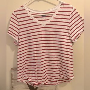 NWOT Red and white striped cotton V-neck shirt by Old Navy